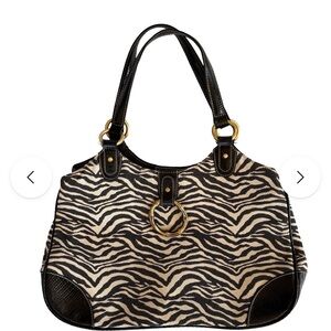 Tommy Hilfiger 2000 Zebra Print Shoulder Bag with Black and Gold Accents